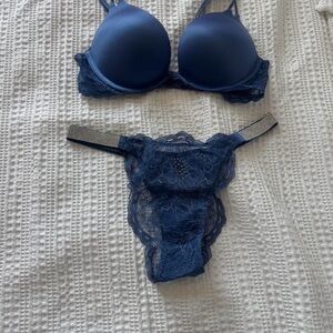 Victoria's Secret Midnight Blue Lace Bra and Panty Set